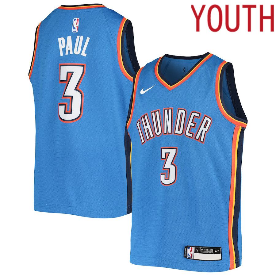 Youth Oklahoma City Thunder 3 Chris Paul Nike Blue Team Swingman NBA Jersey